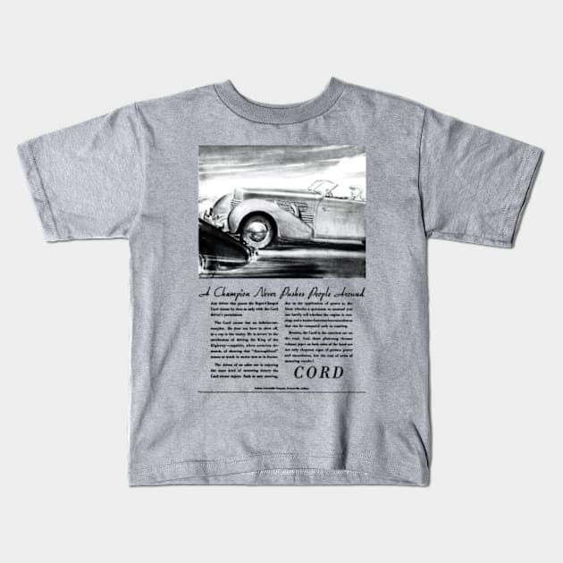 SUPER-CHARGED CORD - advert Kids T-Shirt by Throwback Motors